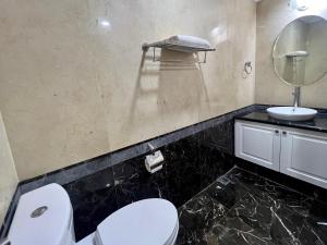 Chơ Mơi的住宿－Thanh Ha Hotel，一间带卫生间和水槽的浴室
