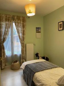 Tempat tidur dalam kamar di Spacieuse et cosy maison proche Paris