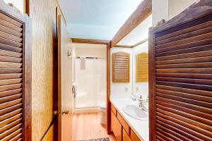 a bathroom with a sink and a toilet at Huntington Lake Condo #38 in Lakeshore