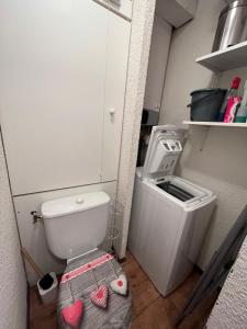 a small bathroom with a toilet in a room at Appartement Valloire Galibier 4 personnes pied de piste in Valloire