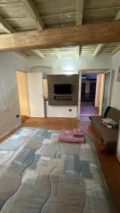 un soggiorno con un grande tappeto sul pavimento di Bilocale Palazzolo - Free WiFi e Netflix a Palazzolo sullʼOglio