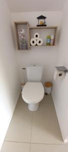 ein Bad mit WC in einem weißen Zimmer in der Unterkunft Gite la Pale de Peggy et Sylvain in Saint-Pé-de-Bigorre