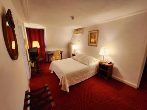 a hotel room with a bed and a desk at Hotel De l'Europe Basel Mulhouse Airport in Saint-Louis