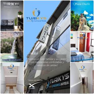 a collage of four pictures of a house at Hotel Turikys Churin in Churín