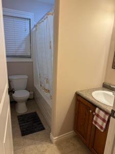 a bathroom with a toilet and a sink and a shower at Nitomik Private Suite in Halifax