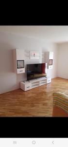 salon z dużym telewizorem z płaskim ekranem w obiekcie Villa Krvavac w mieście Kula Norinska