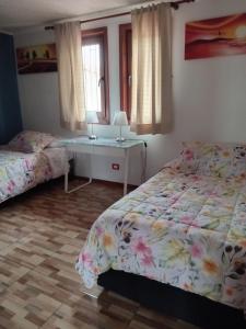 聖地亞哥的住宿－La casa di Gio，一间卧室配有两张床和一张书桌