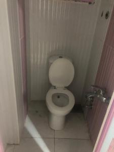 ein Badezimmer mit einem weißen WC in einer Kabine in der Unterkunft شقة in Alexandria