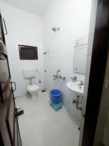 a bathroom with a toilet and a sink at HOTEL SHREE PRAYAG in Nāthdwāra