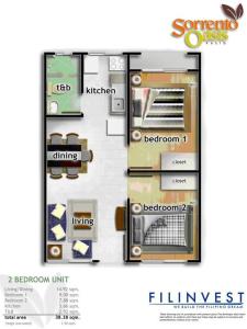 a picture of a floor plan of a house at Sorrento Oasis 2 BR in Manila