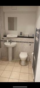 a bathroom with a toilet and a sink at ARIEL LUXURY APARTMENT in London