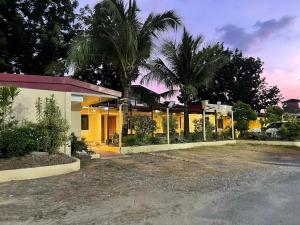 ein Haus mit Palmen vor einer Straße in der Unterkunft Damara Hotel at Ciudad Elmina in Dagupan