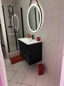 a bathroom with a sink and a mirror at NEW : Le Terracotta proche Metz 