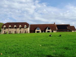 two ducks sitting in a field in front of a building at voco Oxford Thames, an IHG Hotel in Oxford