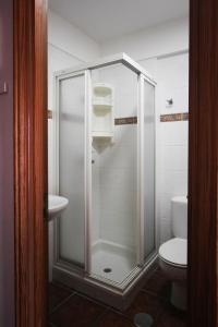 a bathroom with a shower and a toilet at Coral Compostela Beach in Arona