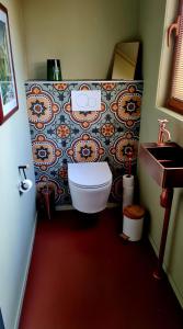 a bathroom with a toilet and a sink at Wellness op'e Klaai in Holwerd
