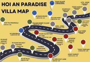 einen Stadtplan für eine paradiesische Villa in der Unterkunft Hoi An Paradise Villa in Hoi An