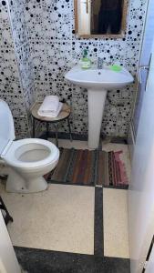 uma casa de banho com um WC e um lavatório em Appartement spacieux em Casablanca