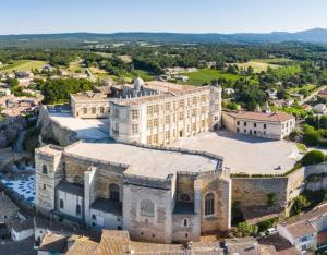 an aerial view of a large stone building at Villa Montélimar in Montélimar