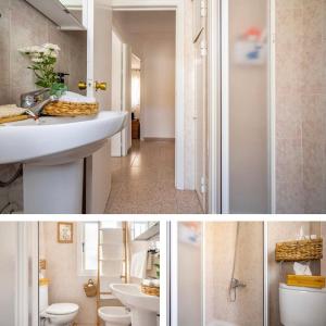 - deux photos d'une salle de bains avec lavabo et toilettes dans l'établissement 2 BR APT WITH BALCONY IN ESTEPONA CITY CENTRE, à Estepona