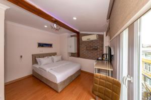 une chambre d'hôtel avec un lit et une fenêtre dans l'établissement Taksim City Suite, à Istanbul
