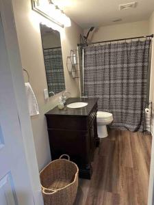 a bathroom with a sink and a toilet and a shower at 2 BR 1 BA apartment in Newnan