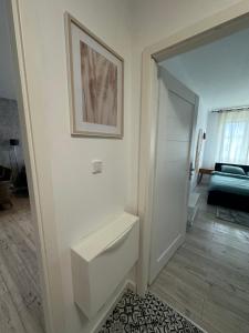 Łóżko lub łóżka w pokoju w obiekcie Airport Apartment Regata Kiekrz lotnisko