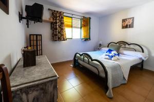 a bedroom with a bed and a tv on the wall at Casa Carmen, Montefrio in Montefrío +32 photos