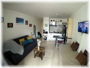 A kitchen or kitchenette at Studio Marina pointe du bout vue sur le port