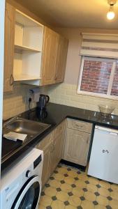 a small kitchen with a sink and a dishwasher at Gables in Hither Green