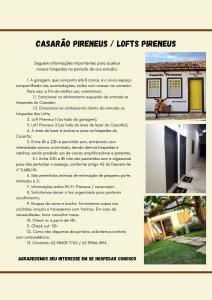 uma brochura de uma casa com as palavras casa para primos ips em Loft Pireneus 1 em Pirenópolis