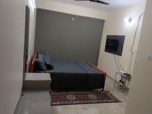 Eastern guest house في باتنا: غرفة نوم بسرير وتلفزيون في غرفة