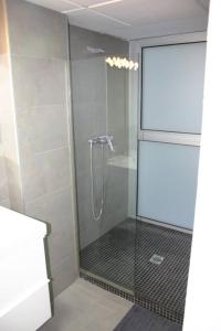 アルメリアにあるAPARTAMENTO EXCLUSIVO EN EL CASCO HISTORICOのバスルーム(ガラスドア付きのシャワー付)