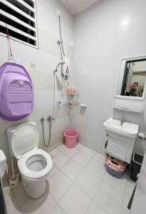 een badkamer met een toilet en een wastafel bij THE BLUE HOUSE in Kamunting