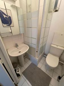 a bathroom with a toilet and a sink and a shower at Appartement Quartier Tour Eiffel in Paris