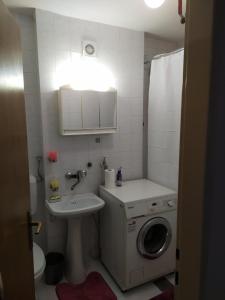 サラエボにあるHanaDi Apartmentのバスルーム(洗濯機、シンク付)