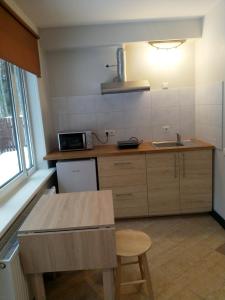 Kuchyň nebo kuchyňský kout v ubytování Apartamenti Plieņciemā 4 cilvēkiem, pirmā stāvā