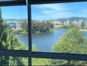 una ventana con vistas al río en Departamento Full Concepcion, en Concepción
