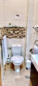 セゴビアにあるHostal segovia adults onlyのバスルーム(白いトイレ、シンク付)