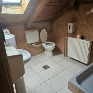 a bathroom with a toilet and a sink at Restoran Domaćin in Bosanski Novi