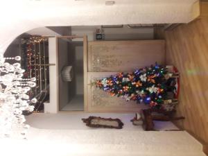 een speelkamer met een kerstboom en een spiegel bij Estela de Oro Hotel Boutique in Arequipa