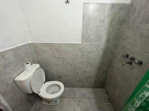 y baño con aseo y cabina de ducha. en La Pintada Economy Class en Villa Dolores