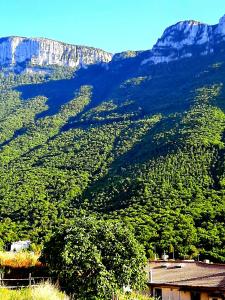 a view of a mountain with trees and a house at Sapori e Sapere di Troisi Margherita in Sicignano degli Alburni