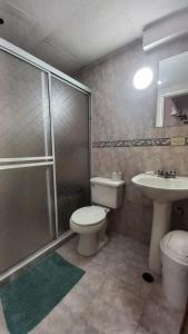 La salle de bains est pourvue d'une douche, de toilettes et d'un lavabo. dans l'établissement Hermoso Apartamento tipo Loft en Lecheria Anzoátegui, à El Morro de Barcelona