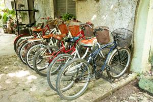 a group of bikes parked next to a building at Yayum Bacalar in Bacalar