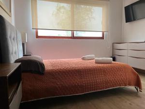 1 dormitorio con cama y ventana en Guest House en Polanco, en Ciudad de México