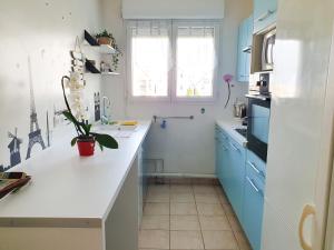 Kuchyň nebo kuchyňský kout v ubytování Élégant apt avec vue Tour Eiffel & parking privé