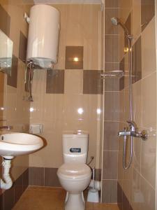 ヴェリコ・タルノヴォにあるOur Home Guest Roomsのバスルーム(トイレ、洗面台、シャワー付)