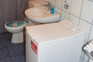 a small bathroom with a sink and a toilet at Work & Stay in Hagen in Hagen