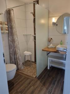 bagno con servizi igienici e lavandino di Landhaus Westerloy a Westerstede